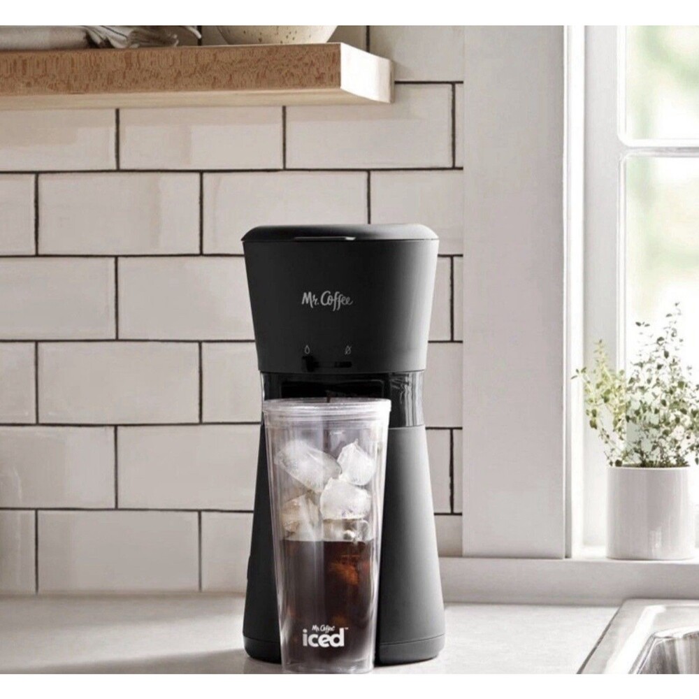 Mr. Coffee Iced Maker BVMC-ICMBL-AM Black W/Tumbler Straw Lid & Filter Open Box